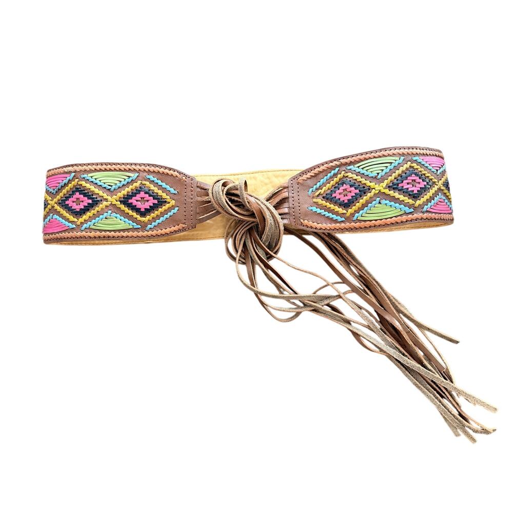 Express Bohemian Leather Wrap Belt Large